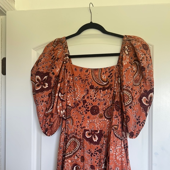 Cleobella Orange Pink Puff Sleeve Sundress - Picture 3 of 6
